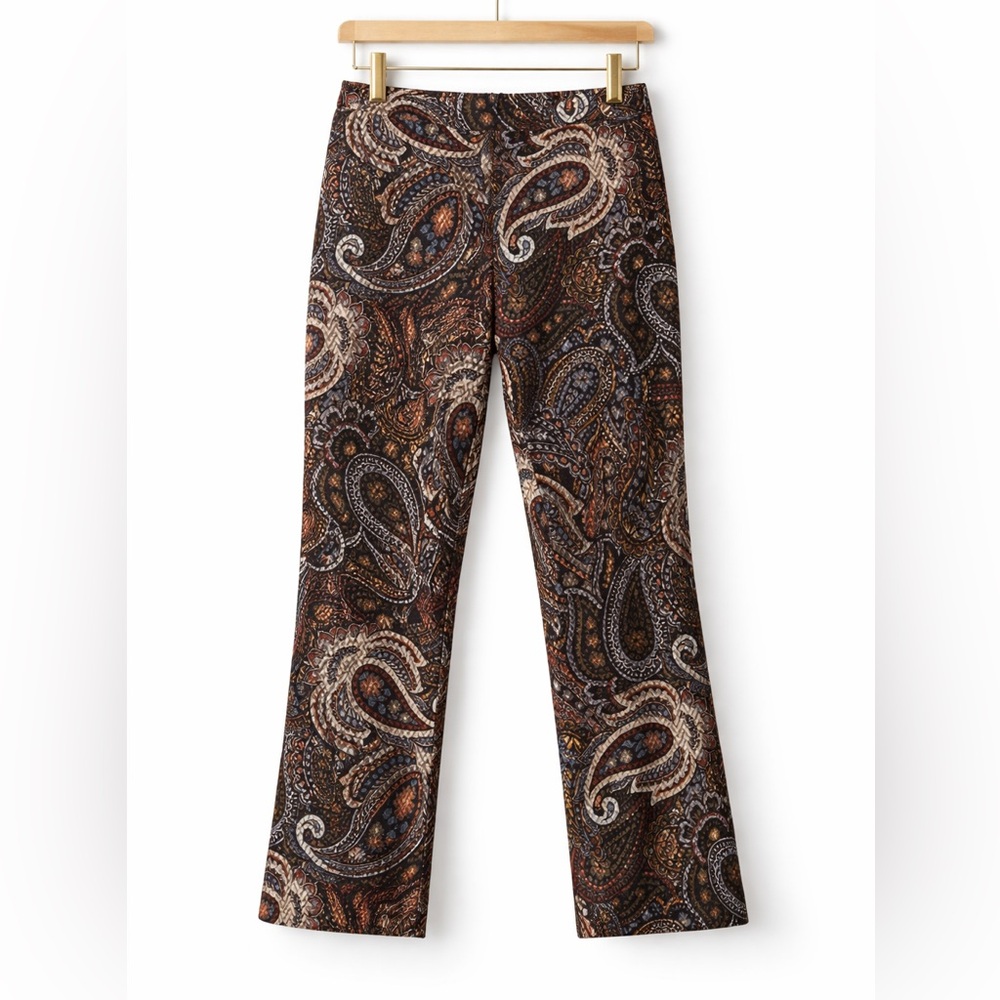 Joseph Ribkoff Paisley Slim Pants Size 10 Med Stretch Pull On Designer Trouser